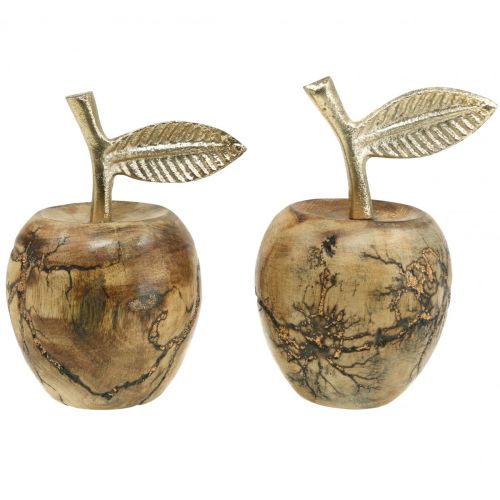 Decoração de mesa de madeira de macieira decoração deco madeira de macieira H11 cm Ø6.5 cm 2 peças