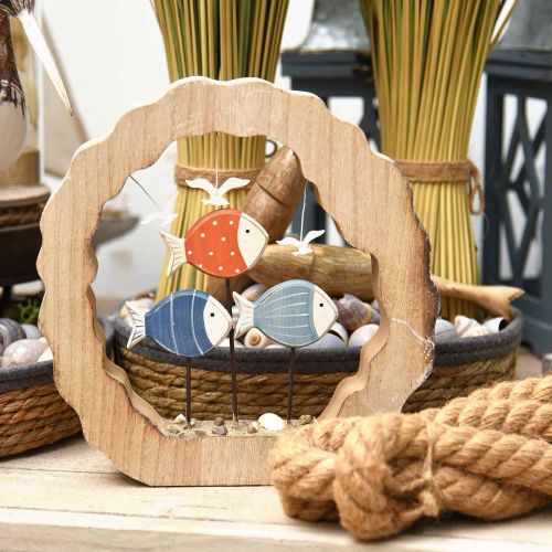 Itens Decoração de mesa em madeira de peixe para colocar azul, decoração marítima vermelha Ø28cm