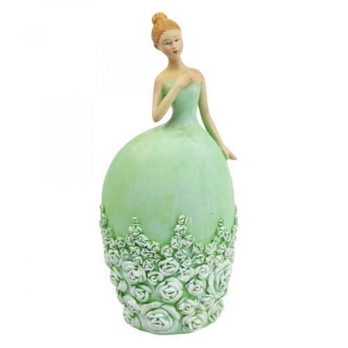 Decoração de mesa decoração de primavera figura mulher vestido verde H20cm 2pcs