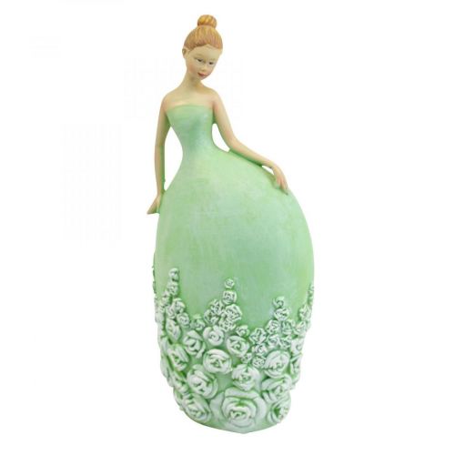Floristik24 Decoração de mesa decoração de primavera figura mulher vestido verde H20cm 2pcs
