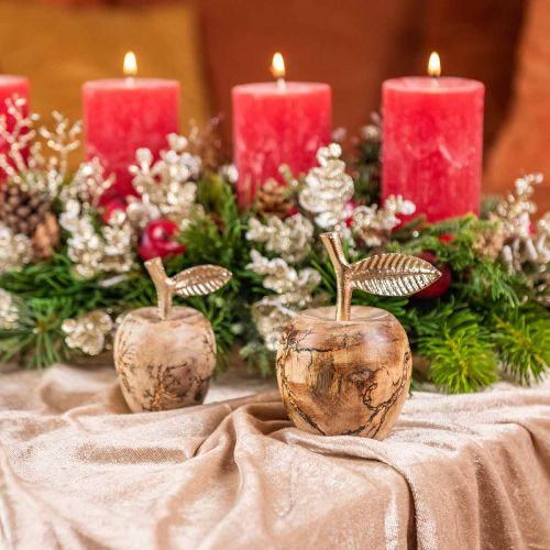 Floristik24 Decoração de mesa de madeira maçã Decoração de madeira deco maçã H13.5cm Ø8cm 2pcs