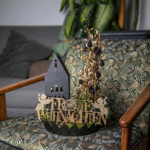 Floristik24 Decoração de mesa coroa de natal ouro preto Ø25.5cm H6cm
