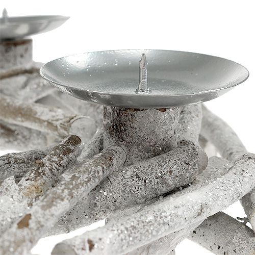 Floristik24 Grinalda de mesa com castiçal Ø32cm caiado de branco