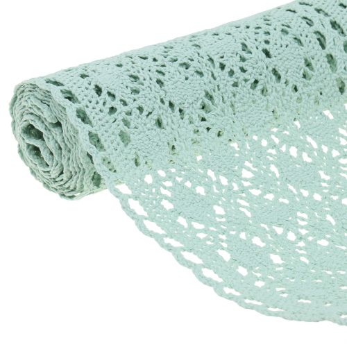 Floristik24 Corredor de mesa de crochê renda verde menta 30cm x 140cm