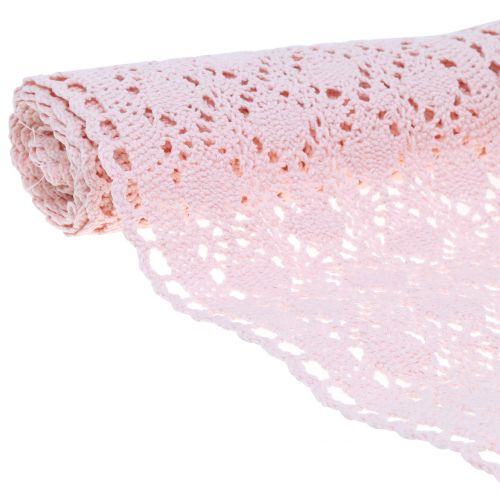 Floristik24 Corredor de mesa de crochê de renda rosa 30cm x 140cm