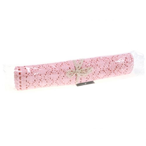 Floristik24 Corredor de mesa de crochê de renda rosa 30cm x 140cm