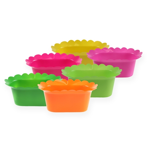 Floristik24 Pote de plástico oval colorido 23cm 10pcs