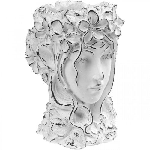 Floristik24 Floreira Floreira de Concreto Shabby Chic Cabeça Feminina Branca Altura 34cm