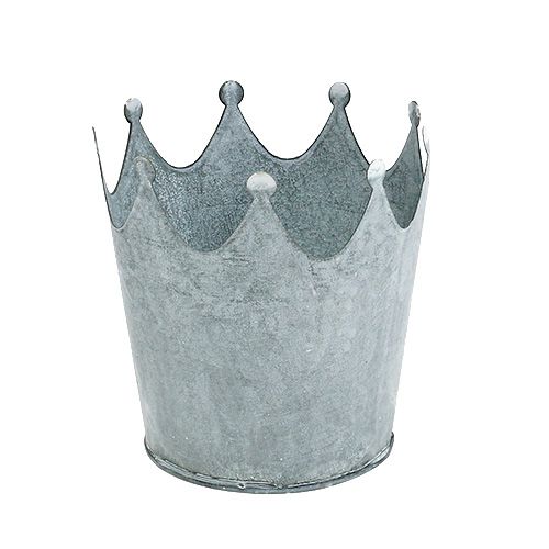 Coroa de zinco lavada em cinza Ø10cm Alt.9.5cm 6pcs