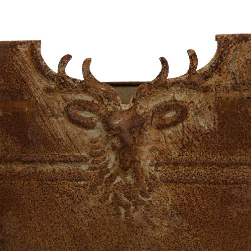 Tigela oval de metal com alças, motivo de veado, acabamento enferrujado, 36 cm | Floristik24.pt