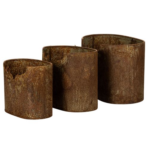 Conjunto de 3 vasos de metal ovais rústicos com 24 cm em formato de veado | Floristik24.pt