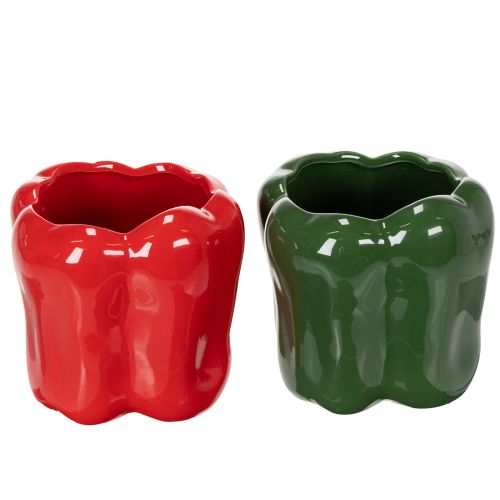 Floristik24 Vaso de cerâmica Paprika para decoração de cozinha moderna, adequado para qualquer estilo de interiores, 13 cm, 2 peças