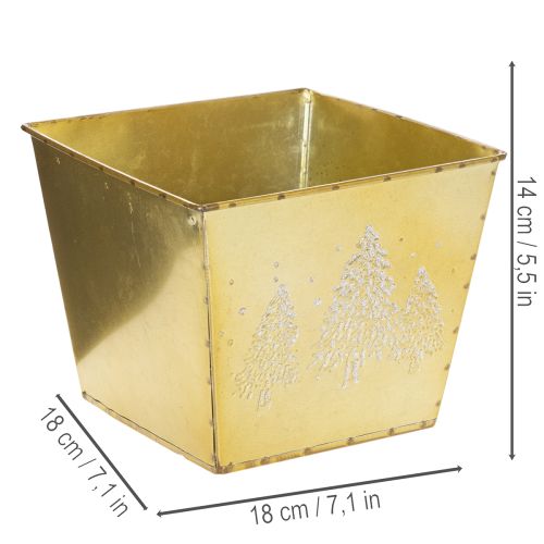 Vaso de metal com motivo de pinheiro brilhante, 18 cm | Floristik24.pt