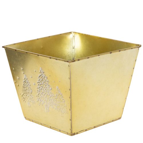 Vaso de metal com motivo de pinheiro brilhante, 18 cm | Floristik24.pt