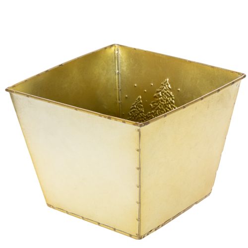 Vaso de metal com motivo de pinheiro brilhante, 18 cm | Floristik24.pt