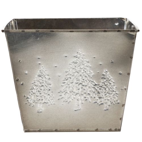 Vaso quadrado de metal com motivo de pinheiro, 18 cm | Floristik24.pt