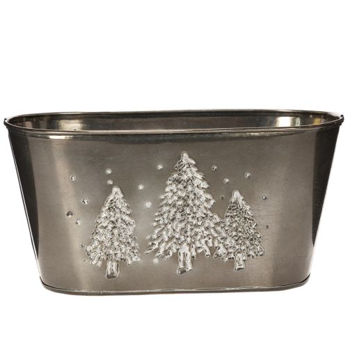 Vaso oval com desenho de pinheiro em relevo, 25 cm