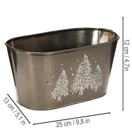 Vaso oval com desenho de pinheiro em relevo, 25 cm | Floristik24.pt
