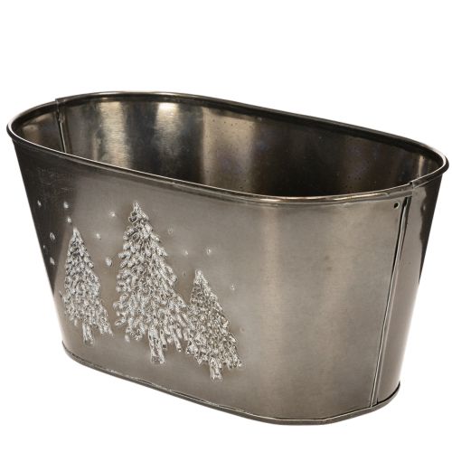 Vaso oval com desenho de pinheiro em relevo, 25 cm | Floristik24.pt