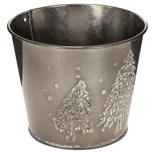 Vaso de metal com pinheiros brilhantes, 13 cm | Floristik24.pt