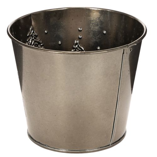 Vaso de metal com pinheiros brilhantes, 13 cm | Floristik24.pt