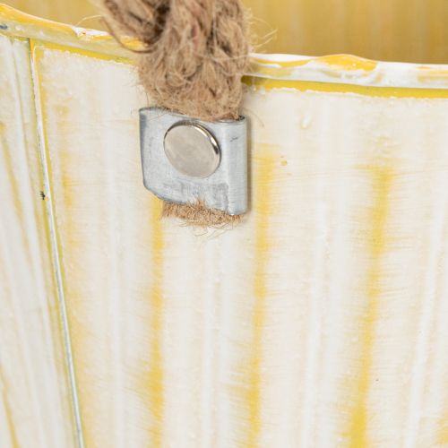 Itens Vaso de metal, decoração de primavera, floreira com alças, amarelo, estilo shabby chic, Ø18cm, A17,5cm