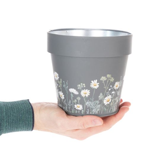 Itens Vaso de flores com delicado desenho de flores silvestres, ideal para varanda ou terraço, 15 cm, conjunto de 3 peças.