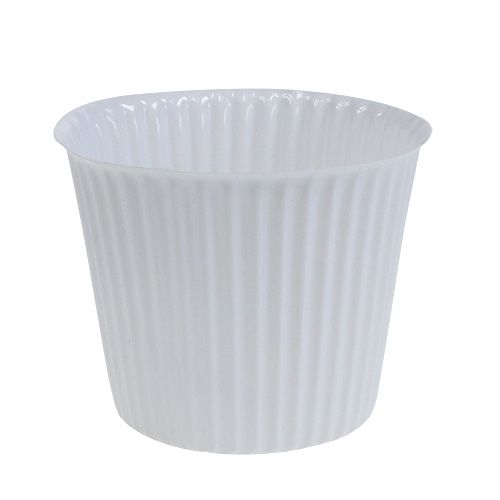 Floristik24 Pote com ranhuras feito de plástico Ø10cm H8cm branco 25pcs