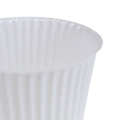 Floristik24 Pote com ranhuras feito de plástico Ø10cm H8cm branco 25pcs