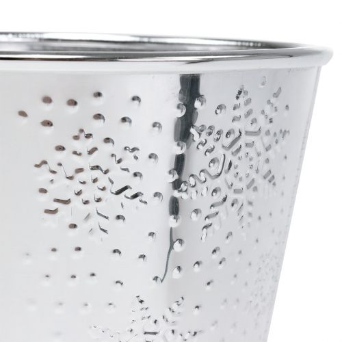 Floristik24 Pote com flocos de neve Ø12,5cm A10cm 4uds