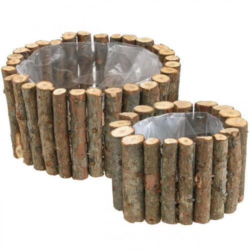 Floristik24 Taça para plantas redondo ramos de bétula natural Ø14/20cm conjunto de 2