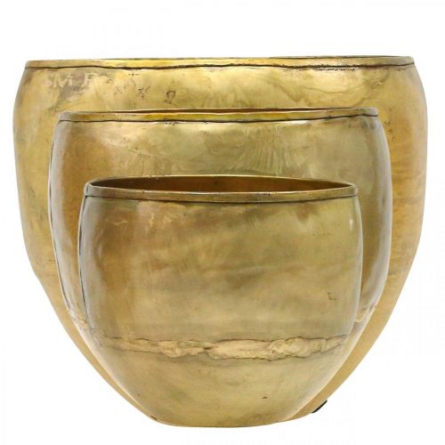 Itens Vasos decorativos vasos de metal look latão Ø17.5/15/13cm conjunto de 3