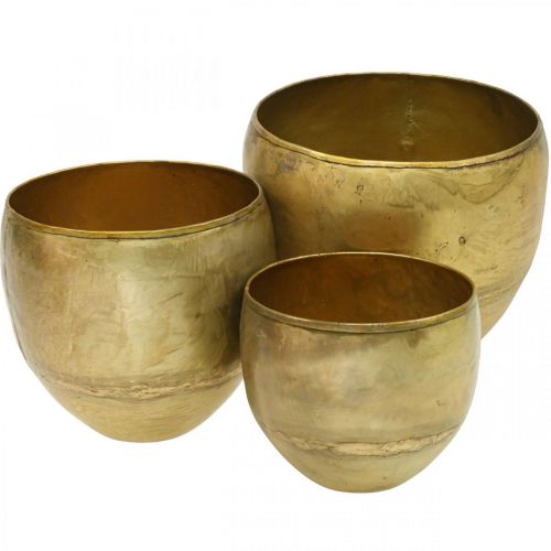 Floristik24 Vasos decorativos vasos de metal look latão Ø17.5/15/13cm conjunto de 3