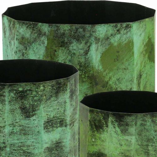 Floristik24 Floreira vaso de metal verde Ø26cm/20cm/16cm conjunto de 3