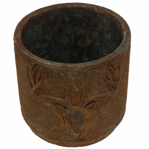 Floristik24 Vaso de plantas pátina de ferrugem com cabeça de veado Ø13.5cm H13cm