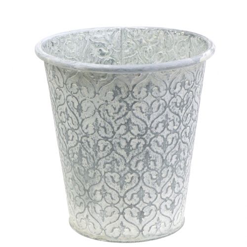 Floristik24 Pote de zinco com decoração creme lavado Ø19cm H20cm