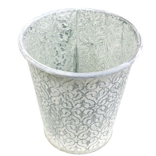 Floristik24 Pote de zinco com decoração creme lavado Ø19cm H20cm