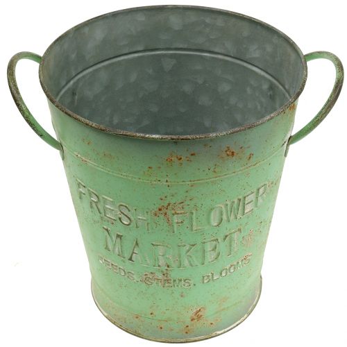 Floristik24 Balde de zinco Verde Antigo Ø20,5cm Alt22,5cm