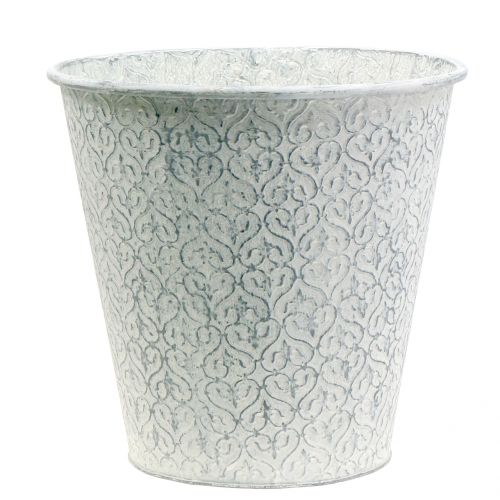 Floristik24 Balde de zinco lavado branco Ø29cm Alt.28cm