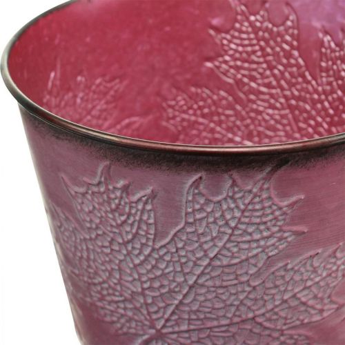 Itens Vaso com decoração de folhas, decoração de outono, plantador de metal vinho tinto Ø16,5 cm A14,5 cm