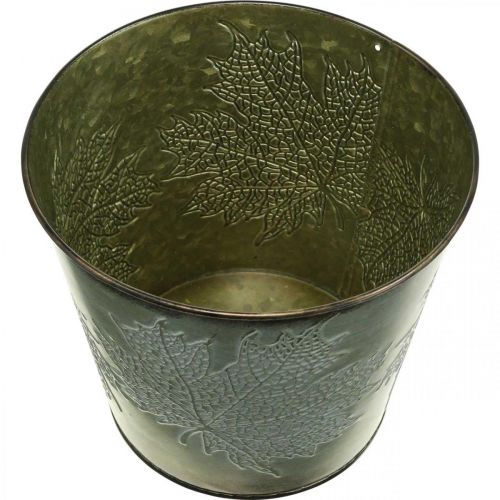 Itens Vaso com decoração de outono, decoração de metal, plantador de outono verde Ø18,5cm Alt.17cm