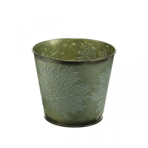 Floristik24 Vaso com decoração de outono, decoração de metal, plantador de outono verde Ø18,5cm Alt.17cm