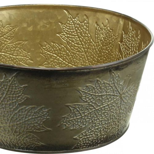 Itens Tigela de outono, vaso de metal com decoração de folhas, vaso dourado Ø25cm Alt.10cm