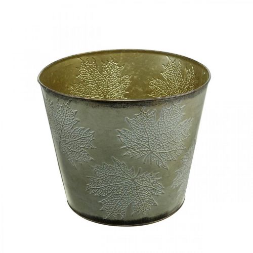 Floristik24 Vaso, decoração de outono, vaso de metal com folhas douradas Ø25,5cm Alt.22cm