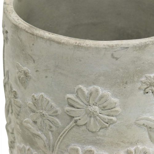 Floristik24 Plantador de concreto com plantador de padrão de flores Ø12.5cm H11cm 3pcs