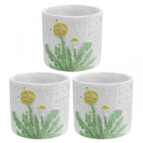 Itens Vaso de flores de decoração de verão de dente de leão de concreto Ø12.5cm H11cm 3pcs