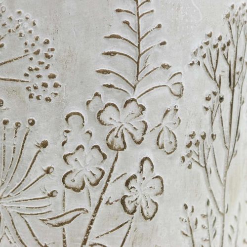 Floristik24 Vaso de flores de concreto branco com flores em relevo vintage Ø16cm