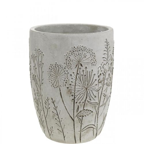 Floristik24 Jarra jarra branca de concreto com flores em relevo vintage Ø14,5cm