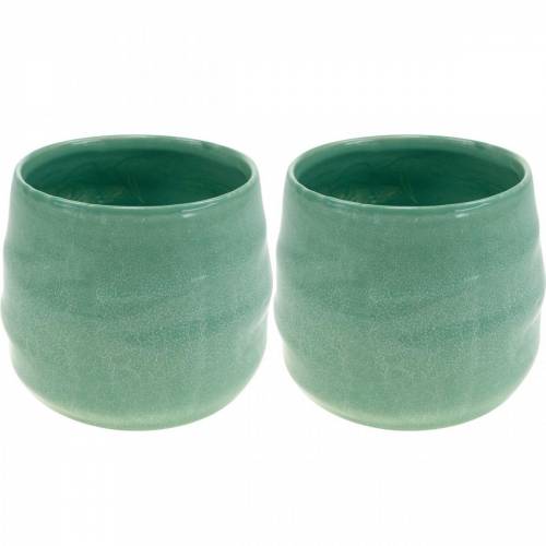 Floristik24 Pote de cerâmica, tigela de planta, vaso de cerâmica ondulado Ø16cm 2pcs