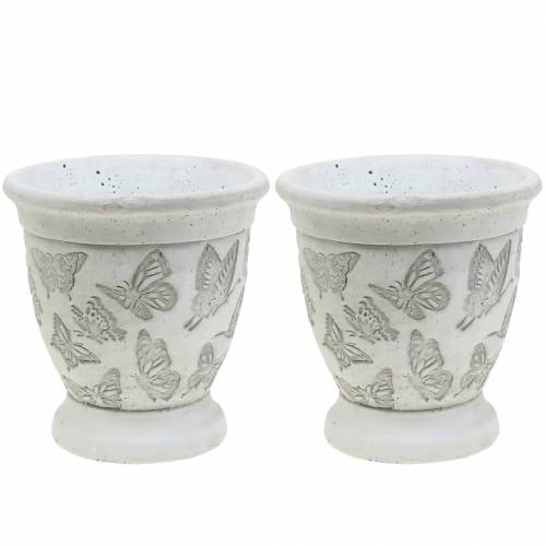 Floristik24 Copo para vaso de plantas com borboletas Ø12,5cm Alt13cm 2pcs